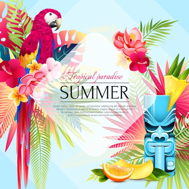 Fundo de paraíso tropical de verão Vetor grátis