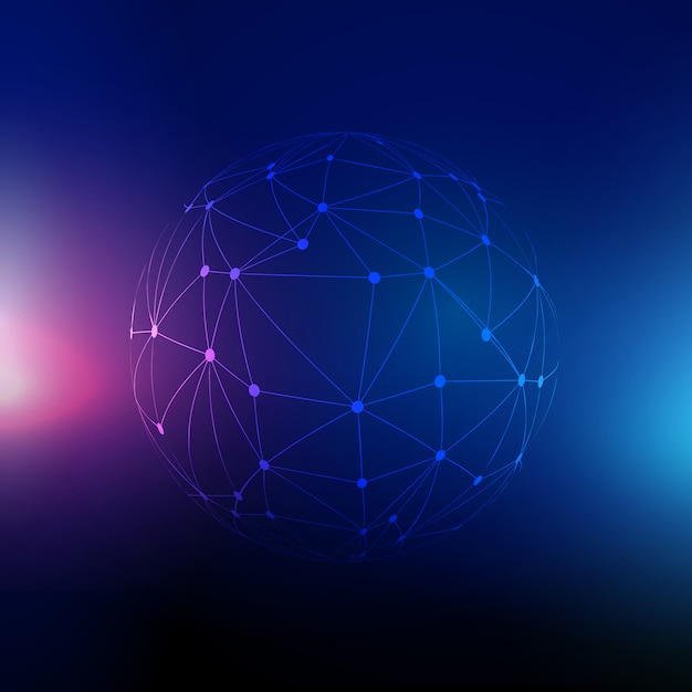 Fundo de techno com esfera de conectar linhas e pontos Vetor grátis