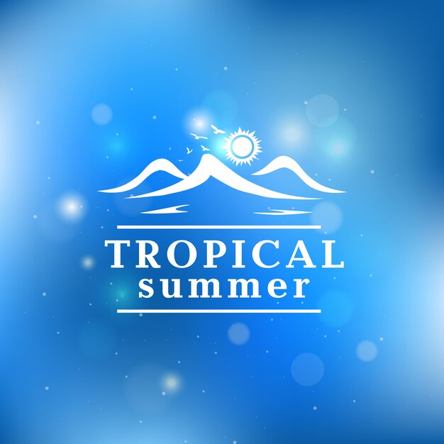 Fundo de verão tropical com luzes de bokeh Vetor Premium