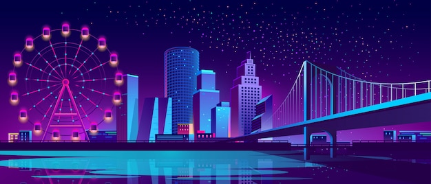 Fundo do conceito com a cidade da noite Vetor grátis
