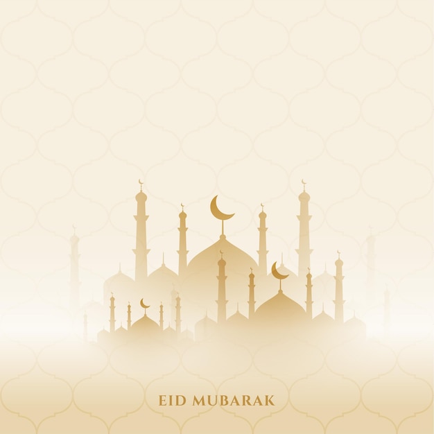 Fundo Eid Mubarak Com Design De Mesquita Vetor Grátis 4599