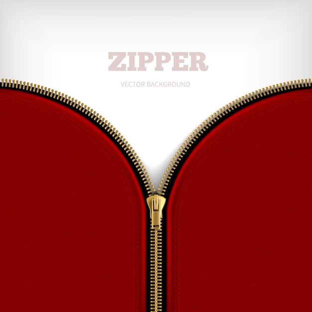 Fundo em zíper em branco com zíper meio metálico aberto dourado com rebordo preto costurado Vetor grátis