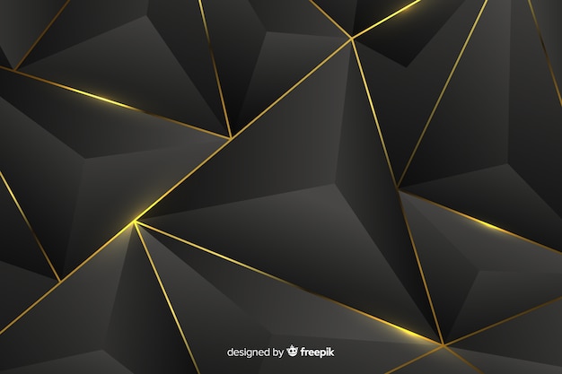 Fundo escuro com formas abstratas douradas Vetor grátis