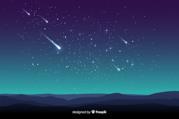 Fundo gradiente noite estrelada com estrelas caídas Vetor grátis