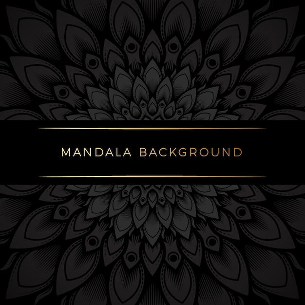 Fundo preto premium mandala Vetor Premium