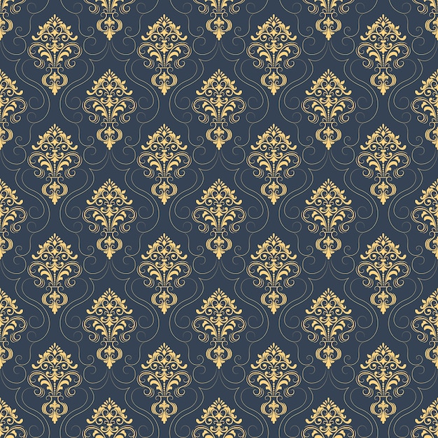 Fundo sem emenda do teste padrão do damasco do vetor. ornamento clássico de damasco de luxo clássico, textura sem igual victoriana para papéis de parede, têxteis, embrulho. molde barroco floral requintado. Vetor grátis