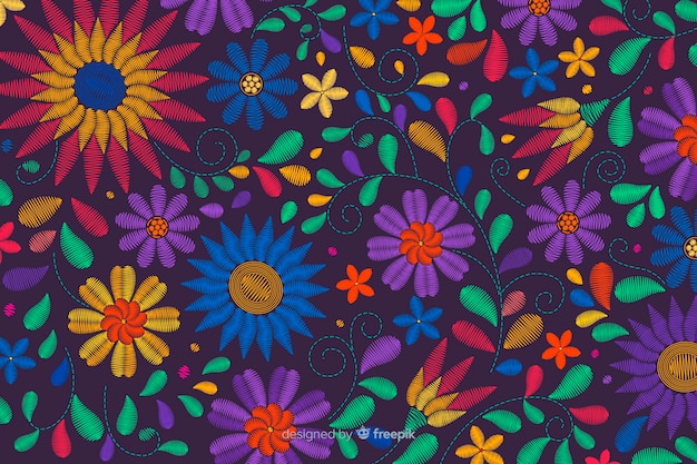 Fundo tradicional bordado mexicano Vetor grátis