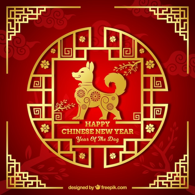Fundo vermelho e dourado do ano novo chinês  Baixar 
