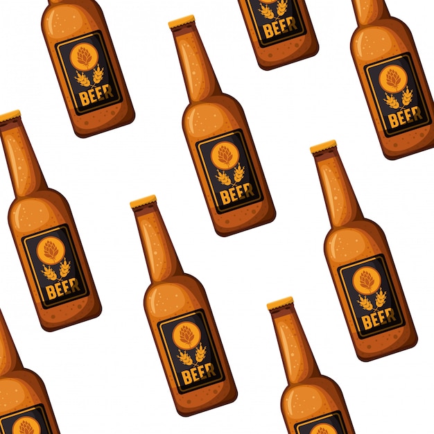 Garrafa padrão de ícone isolado de cerveja | Vetor Premium