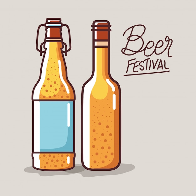 Garrafas de cerveja do festival | Vetor Premium
