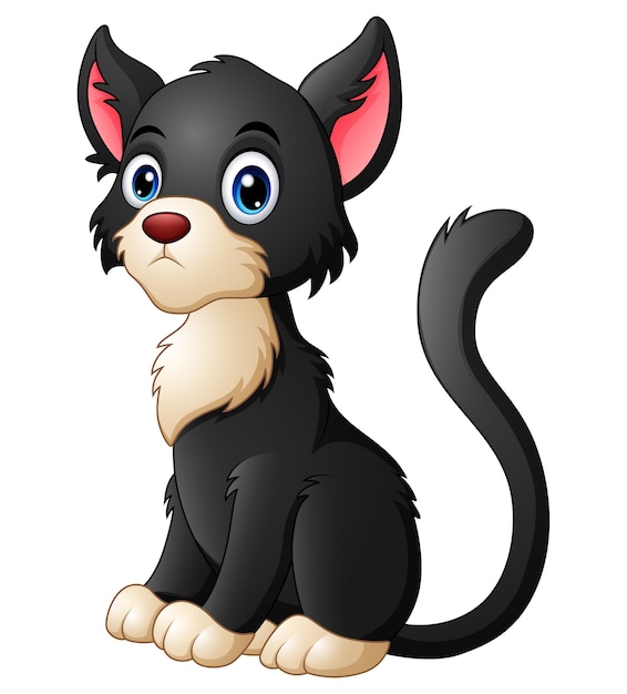 Gato Preto Bonito Dos Desenhos Animados Vetor Premium