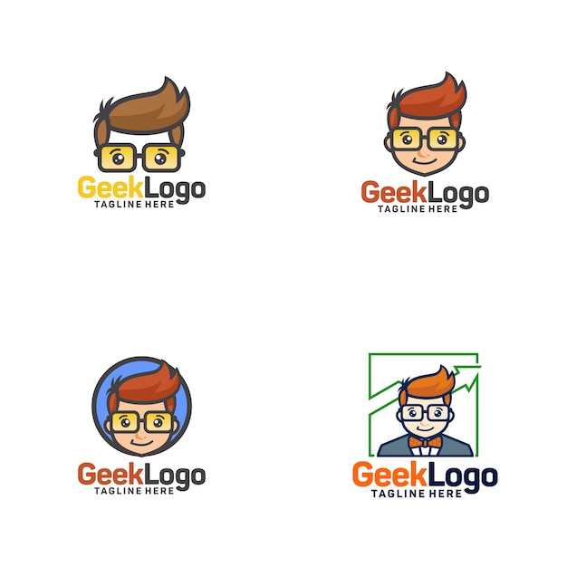 Geek Logo Design Template Vector Vetor Premium