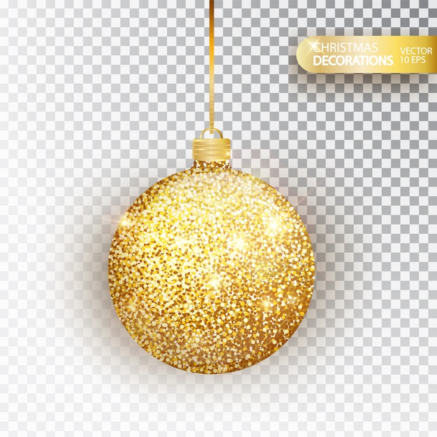 Glitter Dourado Bauble Natal Glitter Dourado Isolado No Branco