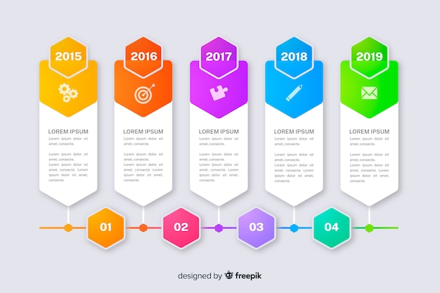 Gráficos de marketing com modelo de coleção de etapas Vetor grátis