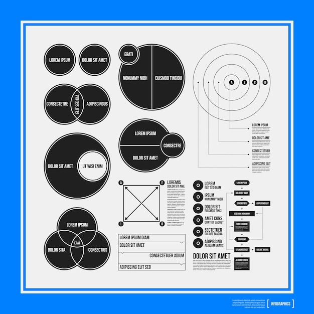 Grande Conjunto De Elementos Infogr Ficos Em Cores Preto E Branco No