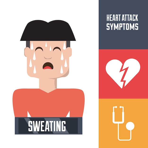Homem Com Sintomas E Condição De Ataque Cardíaco Vetor Premium