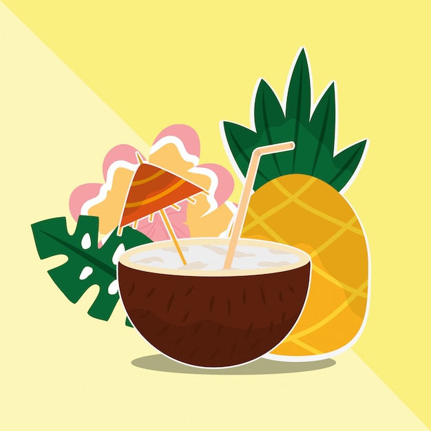 Horário de verão tropical Vetor Premium