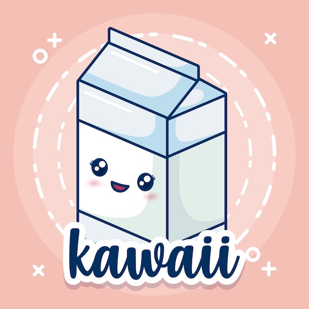 Ícone de caixa de leite kawaii Vetor grátis