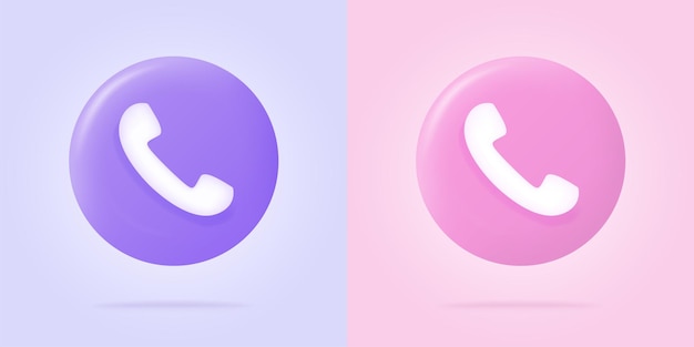 Ícone De Chamada De Telefone No Moderno Estilo 3d No Botão Azul Símbolo De Telefone Branco 4437
