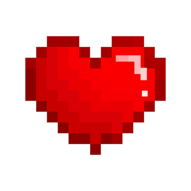 Cone De Cora O Cone De Um Cora O De Pixel Art S Mbolo De Amor Vermelho Vetor Premium