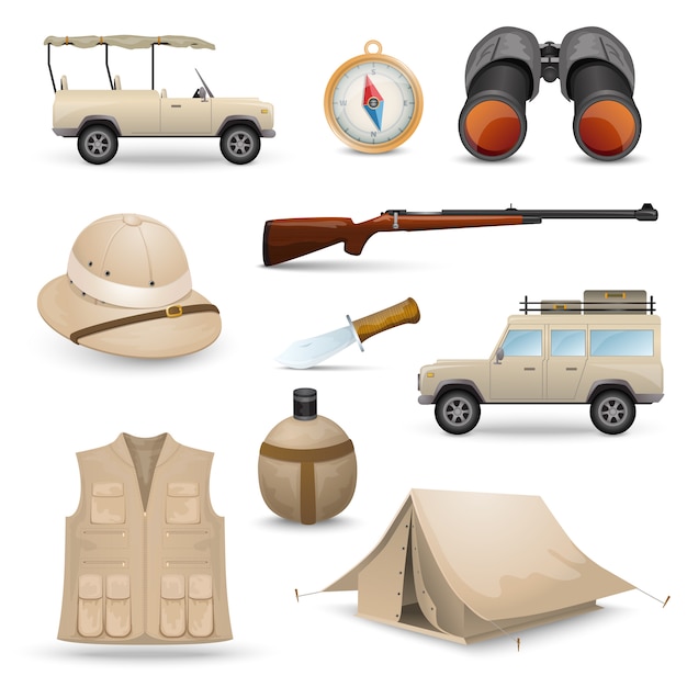 Ícones do safari para caça Vetor grátis