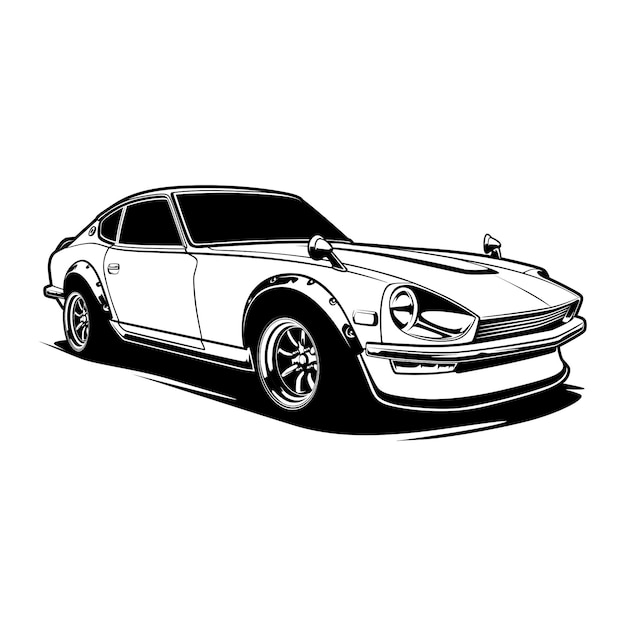 Ilustração de carro em preto e branco para design conceitual Vetor