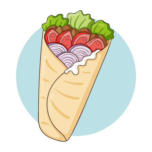 Ilustração de deliciosa shawarma desenhada à mão Vetor Grátis