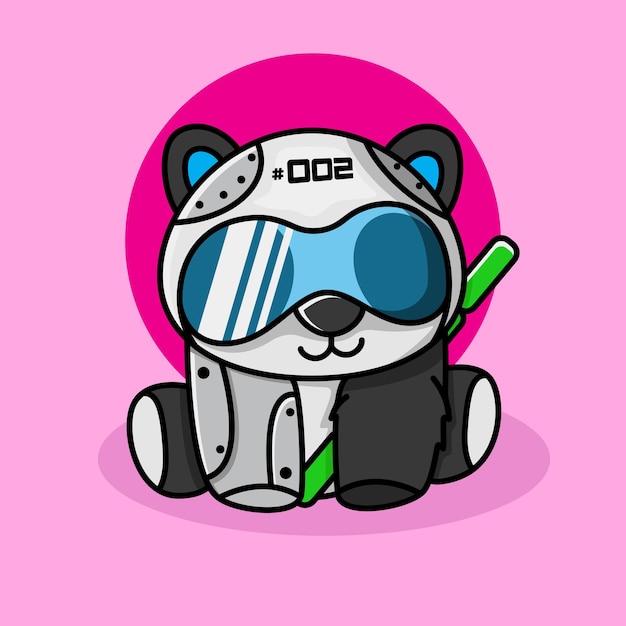 Ilustração De Desenho Animado Bonito Do Panda Cyberpunk Vetor Premium 