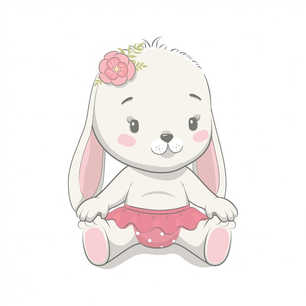 Ilustração de desenhos animados de coelho bebê fofo Vetor Premium