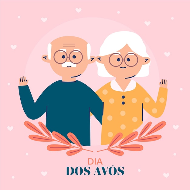 Ilustração de design plano dia dos avós com avós | Vetor ...