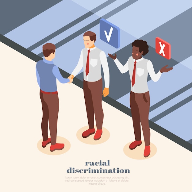 Ilustração De Desigualdade Social Com Homem Sofrendo De Discriminação Racial No Trabalho Vetor 2157