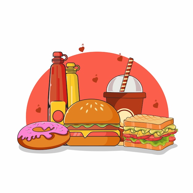 Ilustração De Fast Food Vetor Premium 0804