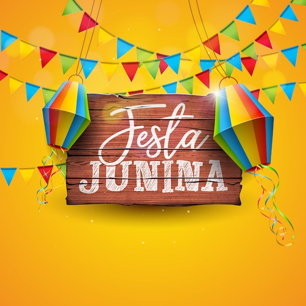 Ilustração De Festa Junina Com Bandeiras Do Partido E Lanterna De Papel ...