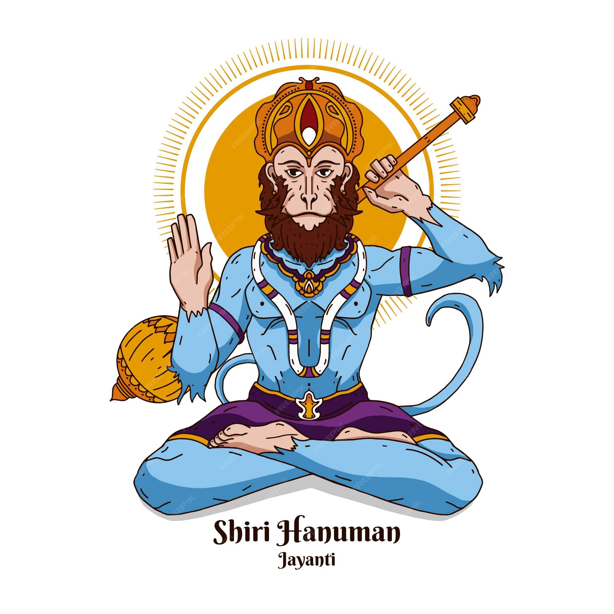 Ilustração De Hanuman Jayanti Desenhada à Mão Vetor Grátis 3171