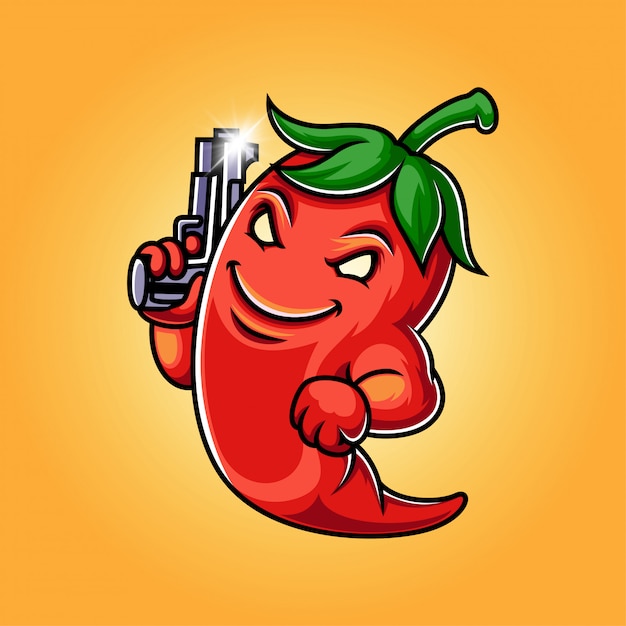 Ilustração de logotipo de mascote de pimenta Vetor Premium