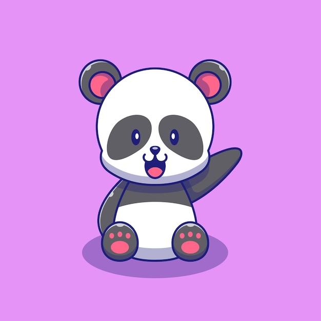 Ilustração De Mão Acenando Panda Bonito Conceito De ícone De Animais De Personagens De Desenhos 6576