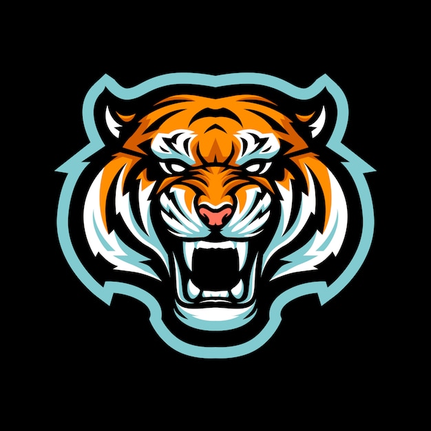 Ilustração de mascote de cabeça de tigre para esportes e esports