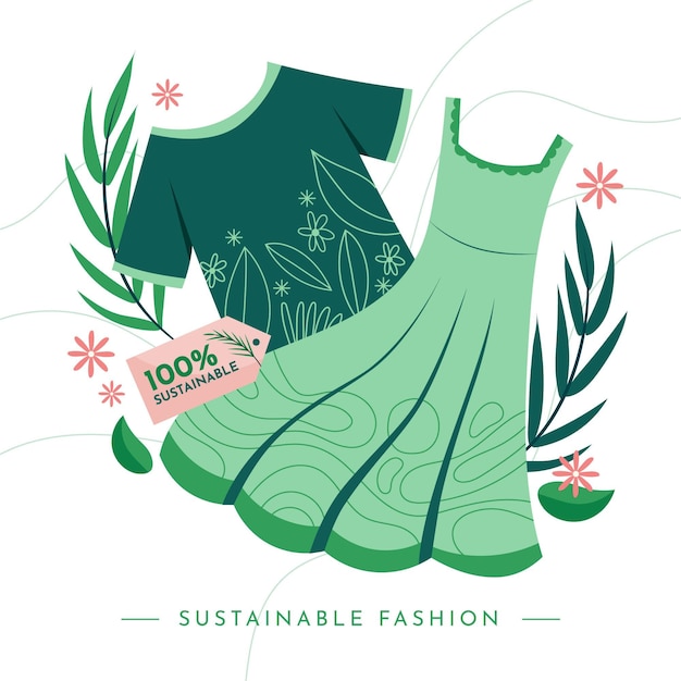 Ilustração De Moda Sustentável Desenhada à Mão Plana Com Graments Vetor Grátis 