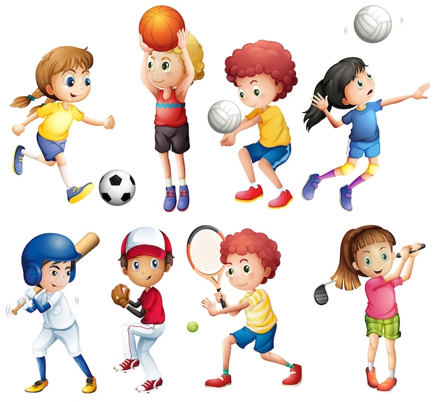 Ilustração De Muitas Crianças Fazendo Esportes Vetor Premium 7597