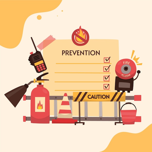 Ilustração De Prevenção De Incêndio Desenhada à Mão Vetor Grátis 9492