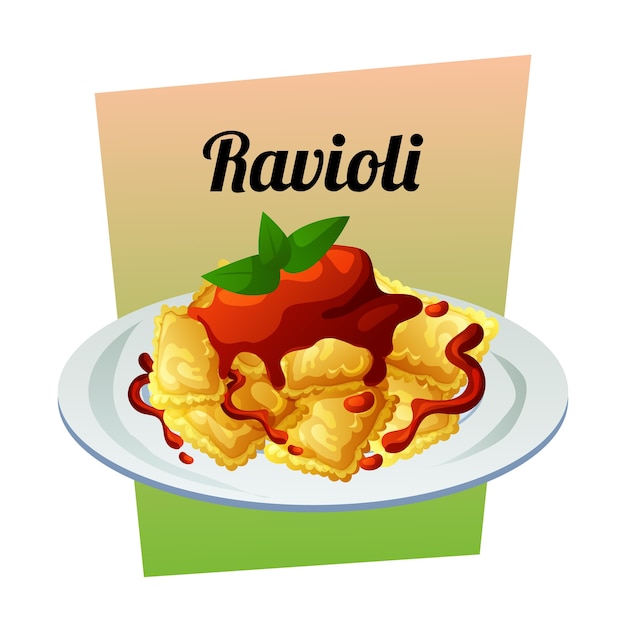 Ilustração de ravioli de comida italiana | Vetor Premium