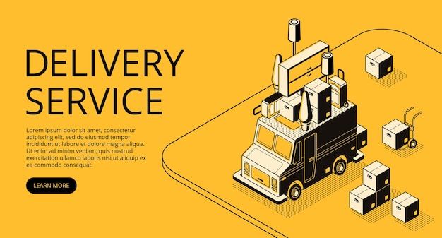 Ilustração de serviço de entrega do caminhão carregador com móveis para mover Vetor grátis