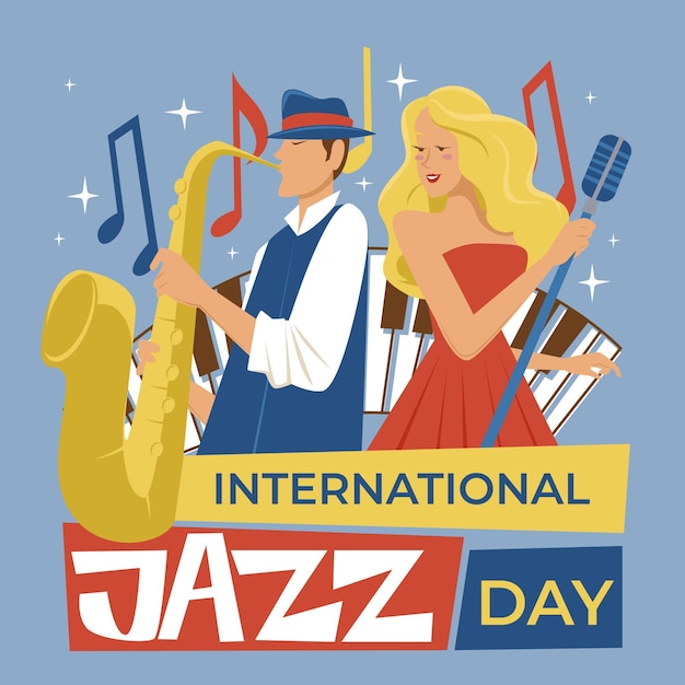 Ilustra O Desenhada M O Para O Dia Internacional Do Jazz Vetor Gr Tis