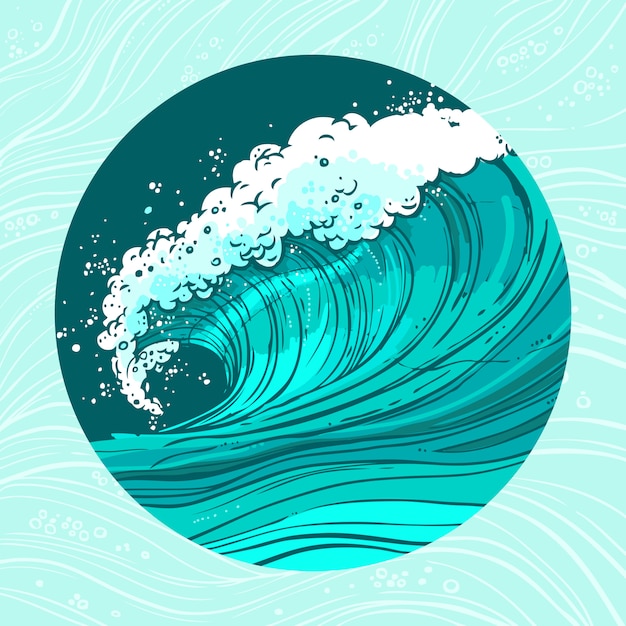 Ilustração do círculo de ondas do mar Vetor Grátis