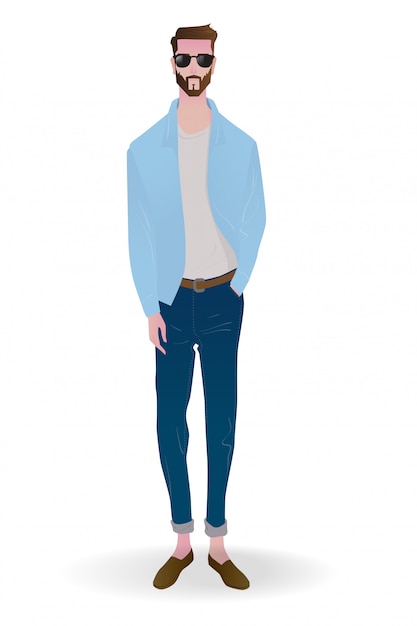 Ilustração do homem em roupas casuais Vetor Premium
