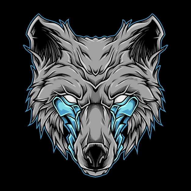 Ilustração do logotipo do wolf head mascot Vetor Premium