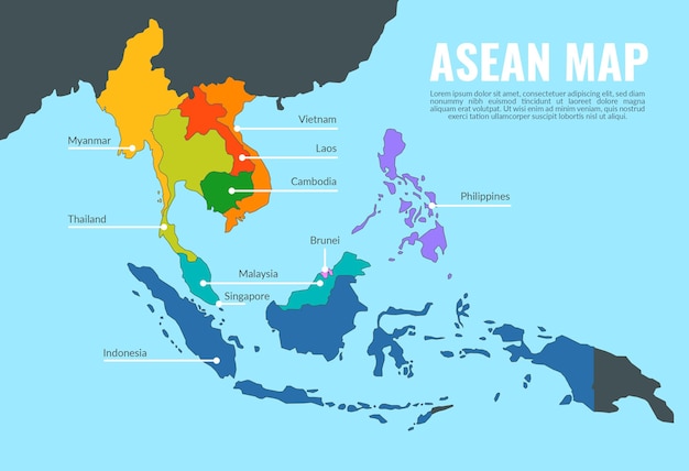 ilustração do mapa asean vetor premium