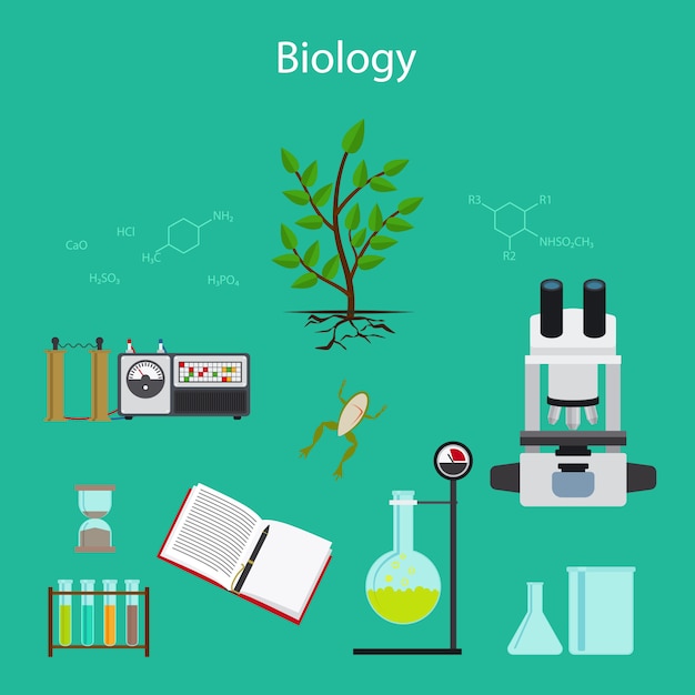 Ilustração dos desenhos animados da pesquisa da biologia | Vetor Premium
