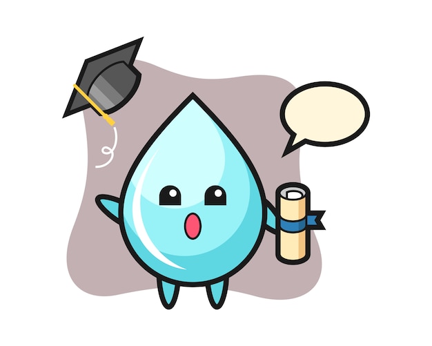 Ilustracao Dos Desenhos Animados De Gota De Agua Jogando O Chapeu Na Formatura Design De Estilo Bonito Para Camiseta Vetor Premium