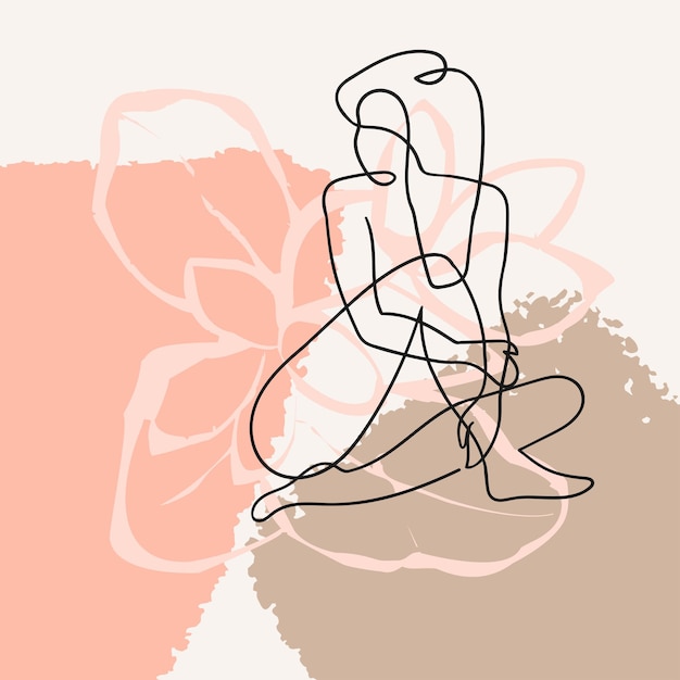 Ilustra O Em Vetor Contorno Do Corpo Da Mulher Em Fundo Floral